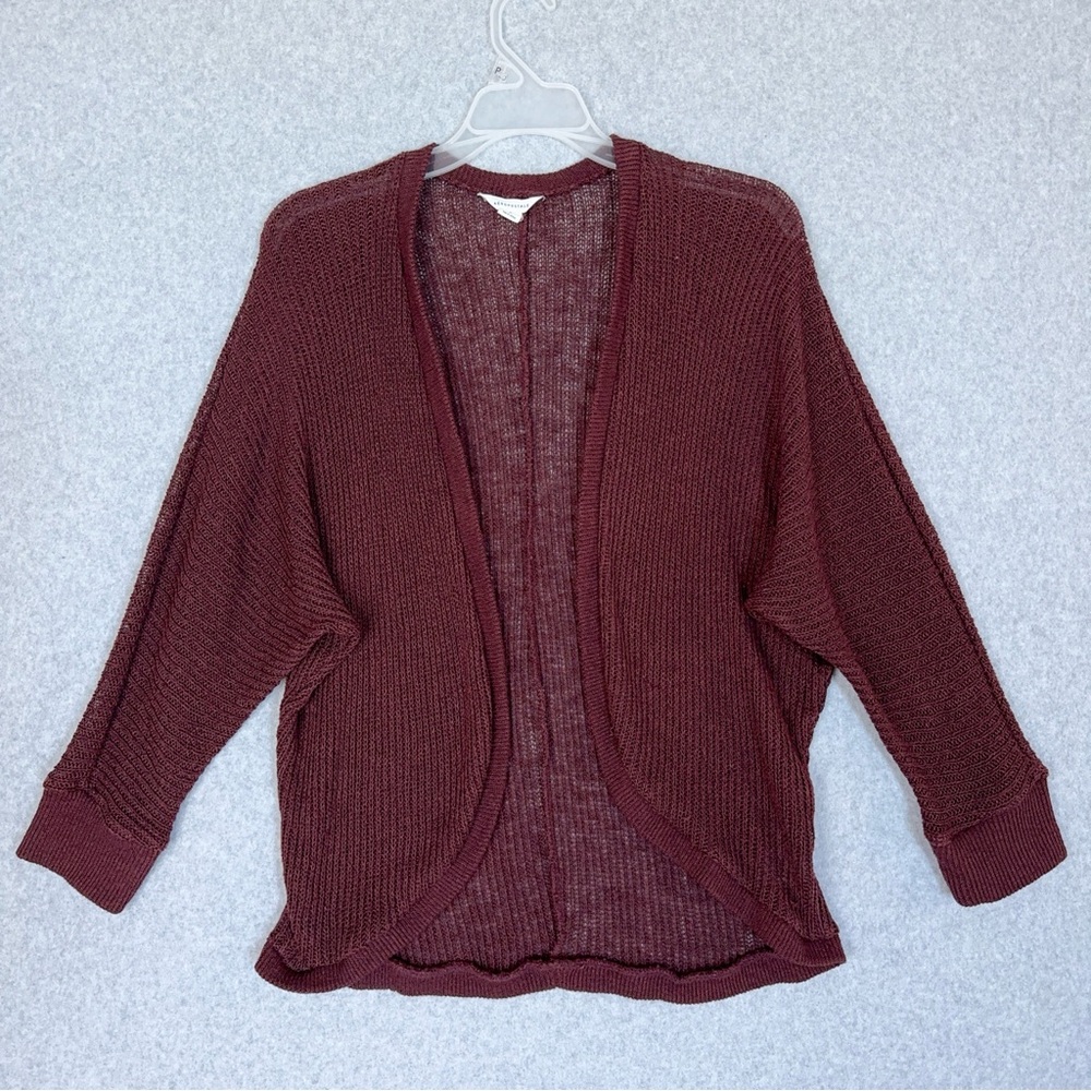 Aeropostale Womens Cardigan Sweater Size Small Open Front Knit Maroon Red